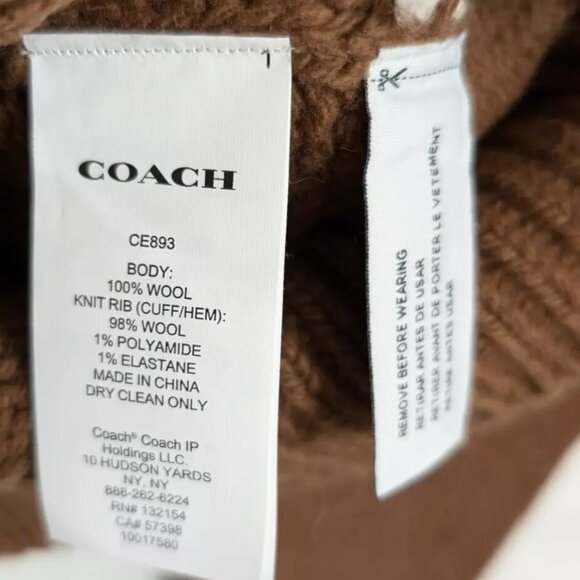 Coach penguin sweater womens  100% wool brown yellow fair isle intarsia ski - Picture 6 of 7